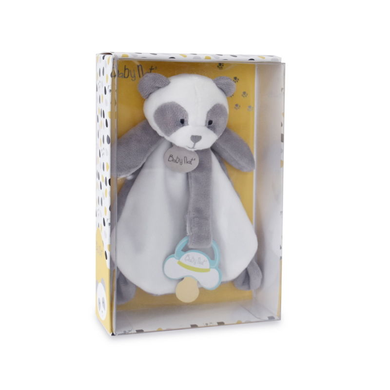  - attache-sucette panda en coffret 18 cm 